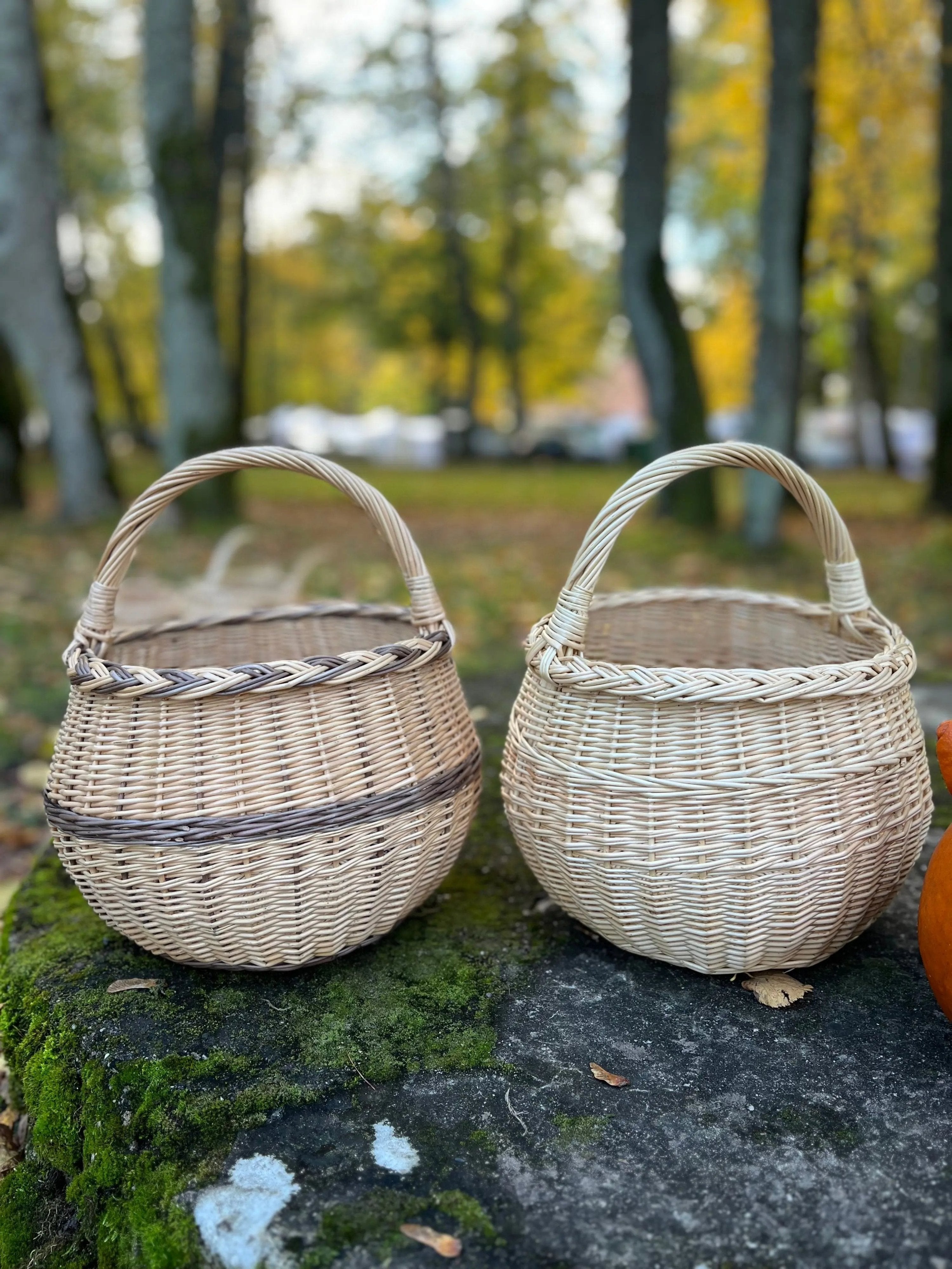 Artisan Wicker Basket – Handwoven Willow Rustic Storage Basket With Braided Handle - NaturelyWoven
