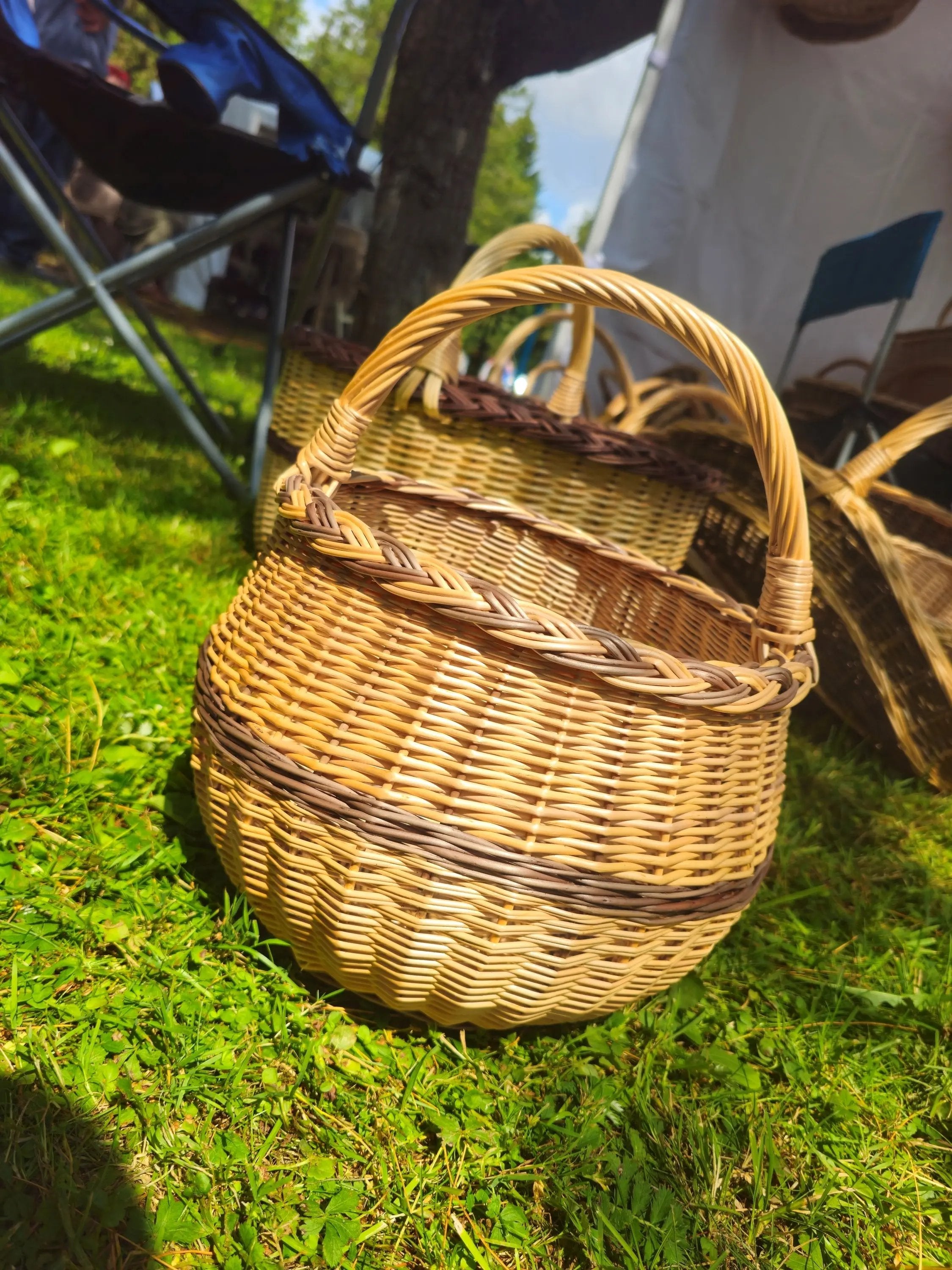 Artisan Wicker Basket – Handwoven Willow Rustic Storage Basket With Braided Handle - NaturelyWoven