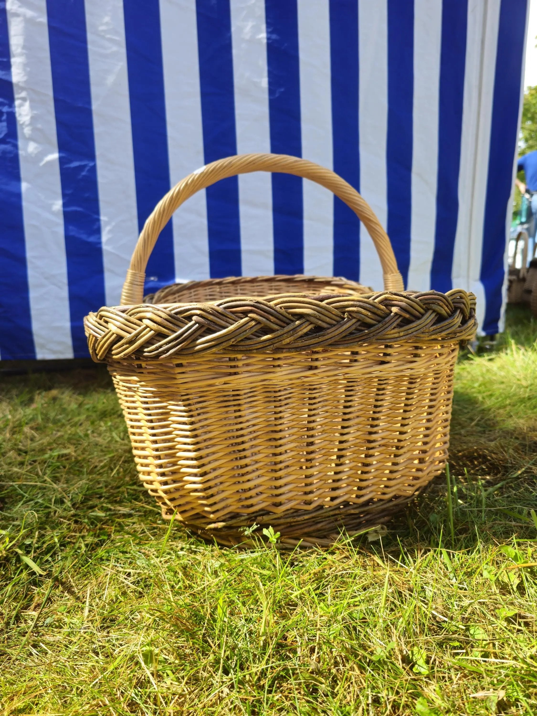 Extra Large Wicker Basket – Handwoven Willow Storage Basket with Handle - NaturelyWoven