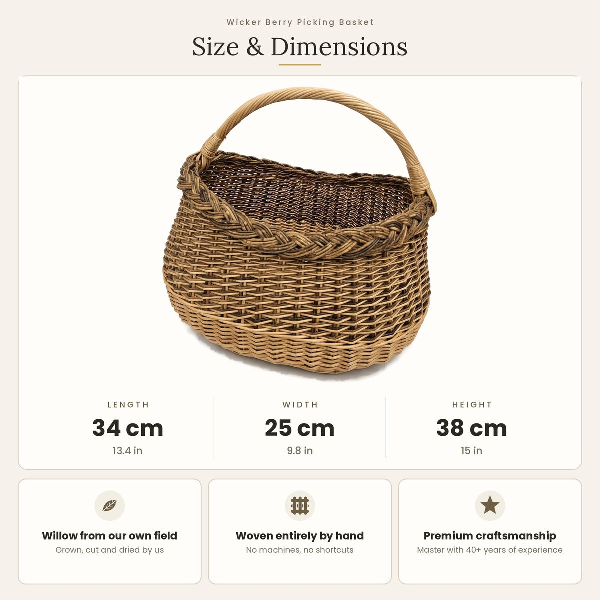 Pintinės matmenys: ilgis 34 cm, plotis 25 cm, aukštis 38 cm