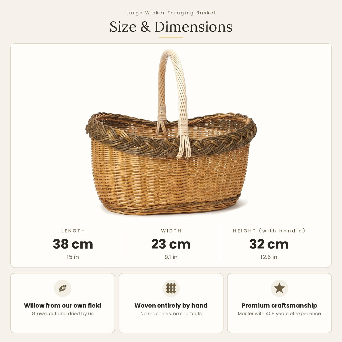 Pintinės gėlėms matmenys: ilgis 38 cm, plotis 23 cm, aukštis su rankena 32 cm