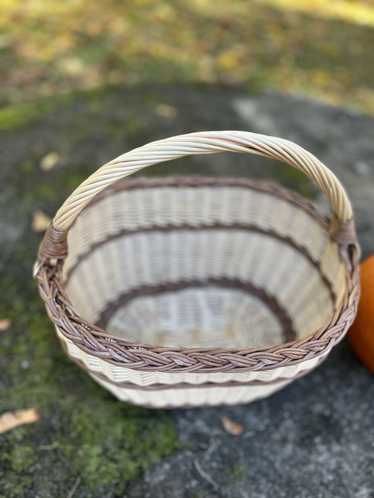 Didelė pikniko pintinė su aukšta rankena