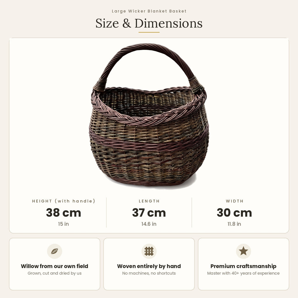 Turgaus pintinės matmenys: aukštis su rankena 38 cm, ilgis 37 cm, plotis 30 cm