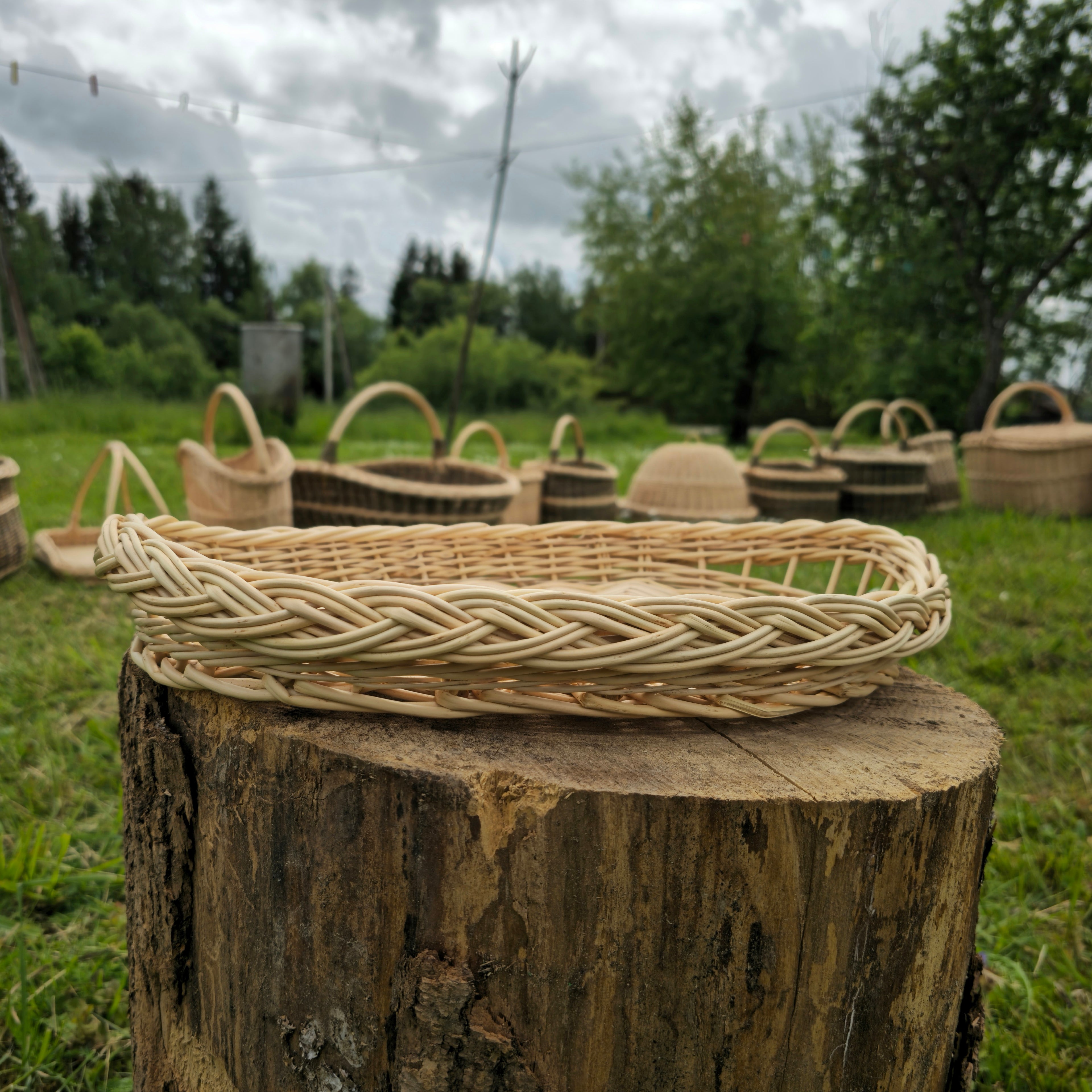 Kaimiškas duonos ir vaisių padėklas
