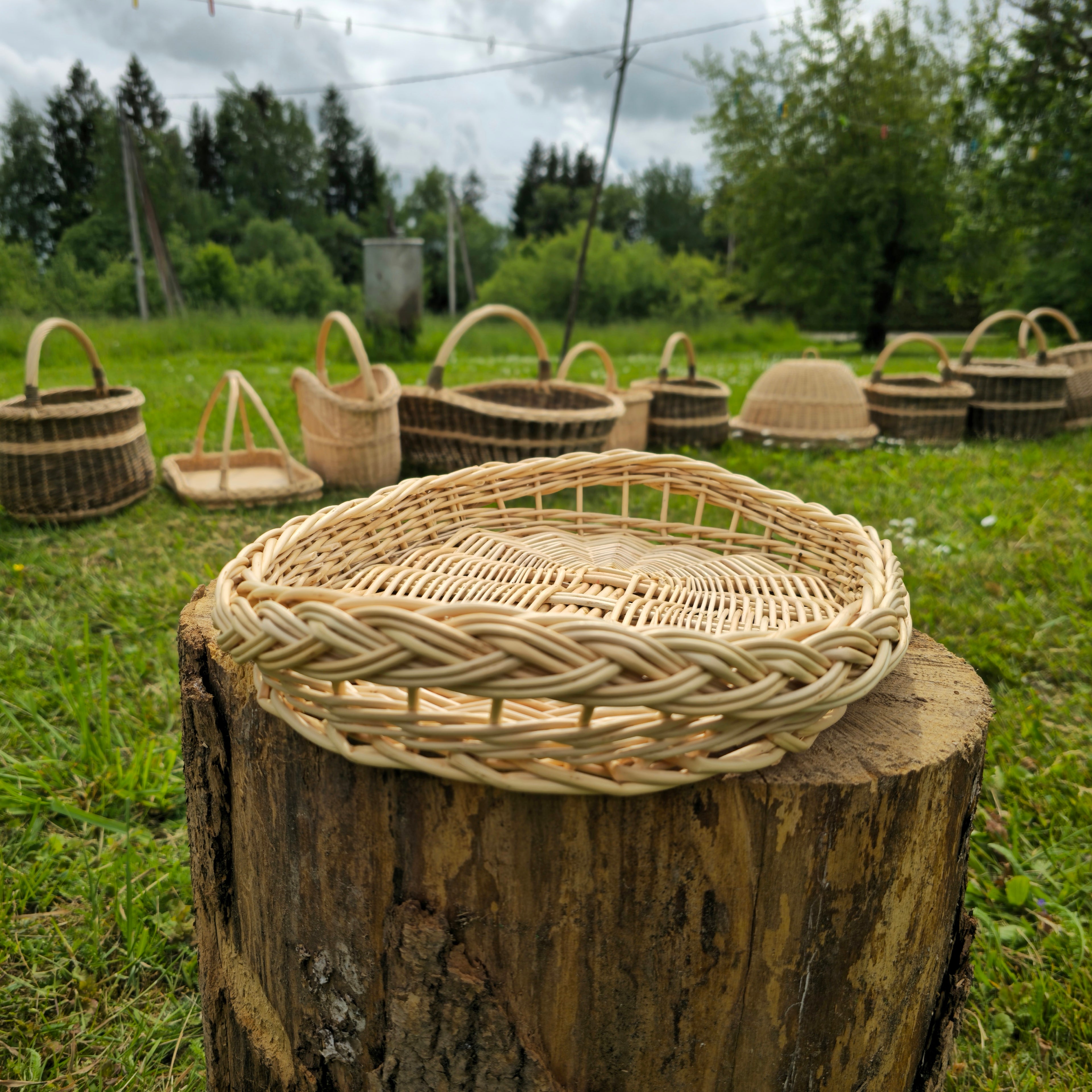 Kaimiškas duonos ir vaisių padėklas
