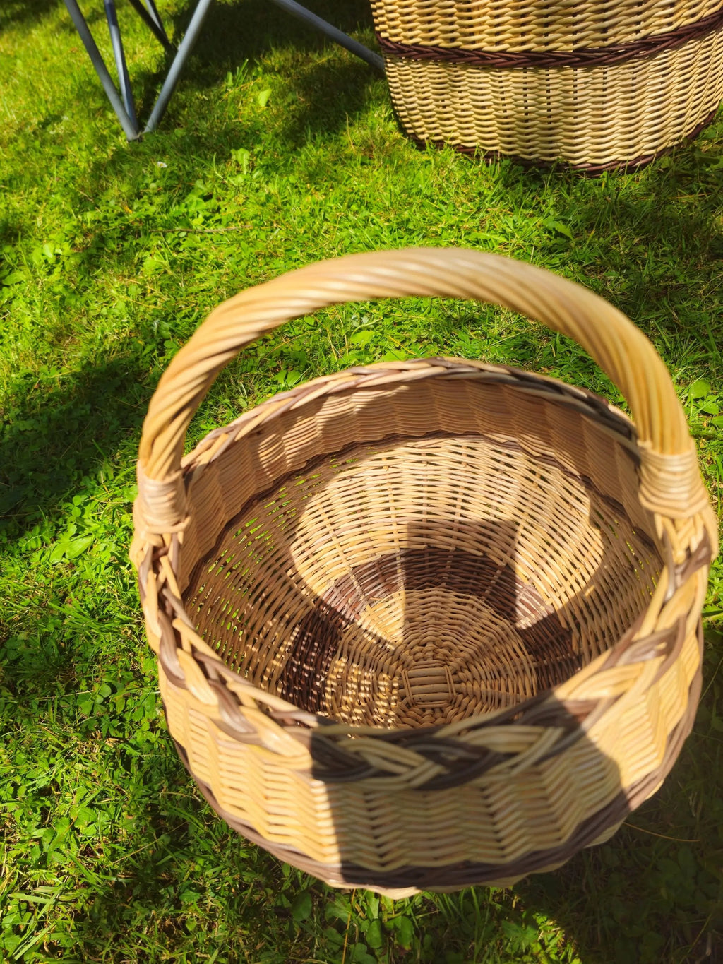 Artisan Wicker Basket – Handwoven Willow Rustic Storage Basket With Braided Handle - NaturelyWoven