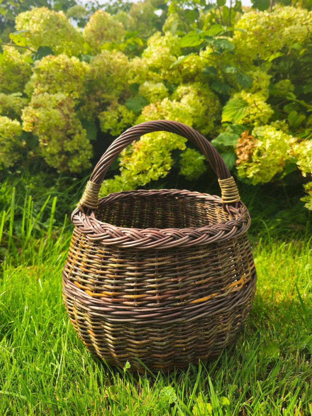 Artisan Wicker Basket – Handwoven Willow Rustic Storage Basket With Braided Handle - NaturelyWoven