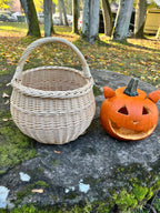 Artisan Wicker Basket – Handwoven Willow Rustic Storage Basket With Braided Handle - NaturelyWoven
