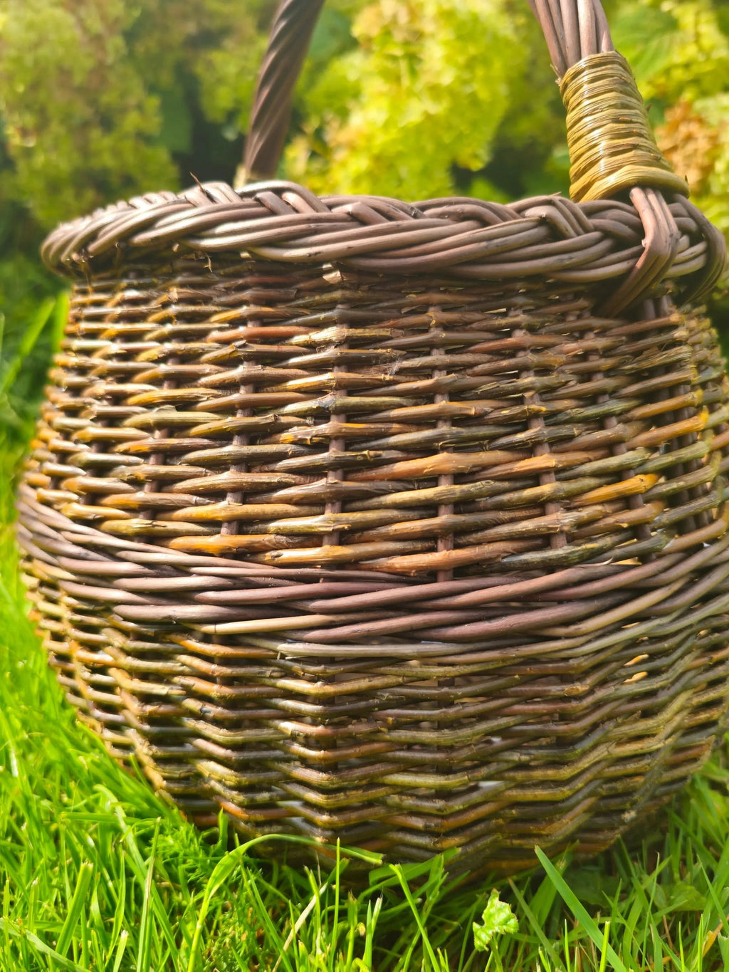 Artisan Wicker Basket – Handwoven Willow Rustic Storage Basket With Braided Handle - NaturelyWoven