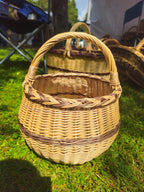 Artisan Wicker Basket – Handwoven Willow Rustic Storage Basket With Braided Handle - NaturelyWoven