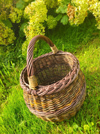 Artisan Wicker Basket – Handwoven Willow Rustic Storage Basket With Braided Handle - NaturelyWoven