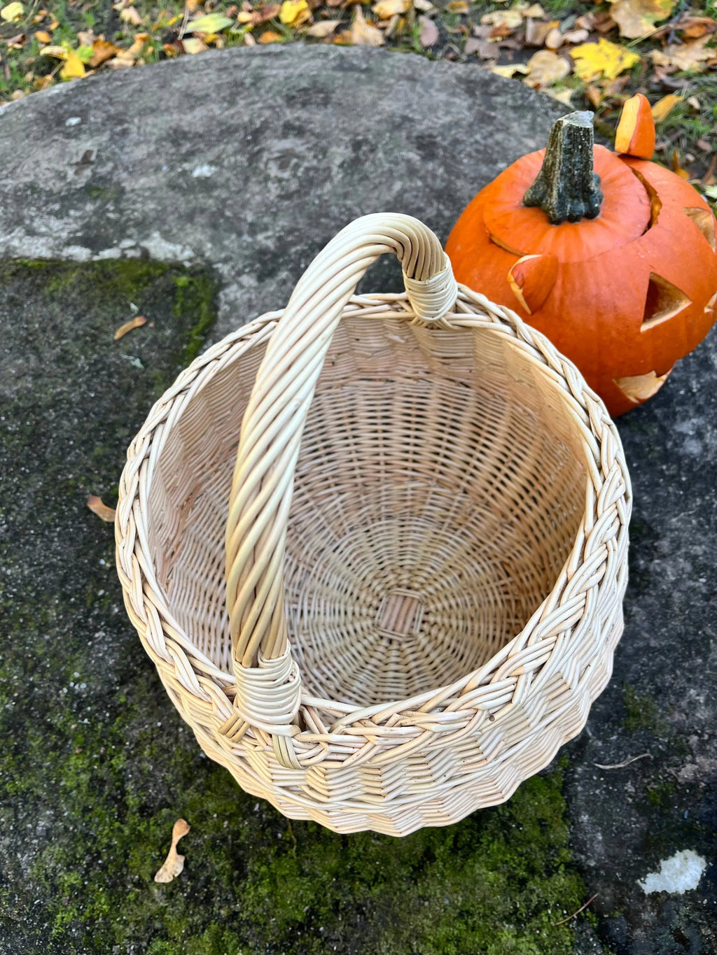 Artisan Wicker Basket – Handwoven Willow Rustic Storage Basket With Braided Handle - NaturelyWoven