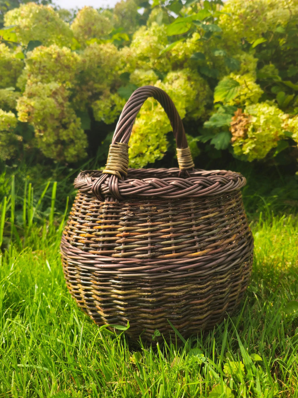 Artisan Wicker Basket – Handwoven Willow Rustic Storage Basket With Braided Handle - NaturelyWoven