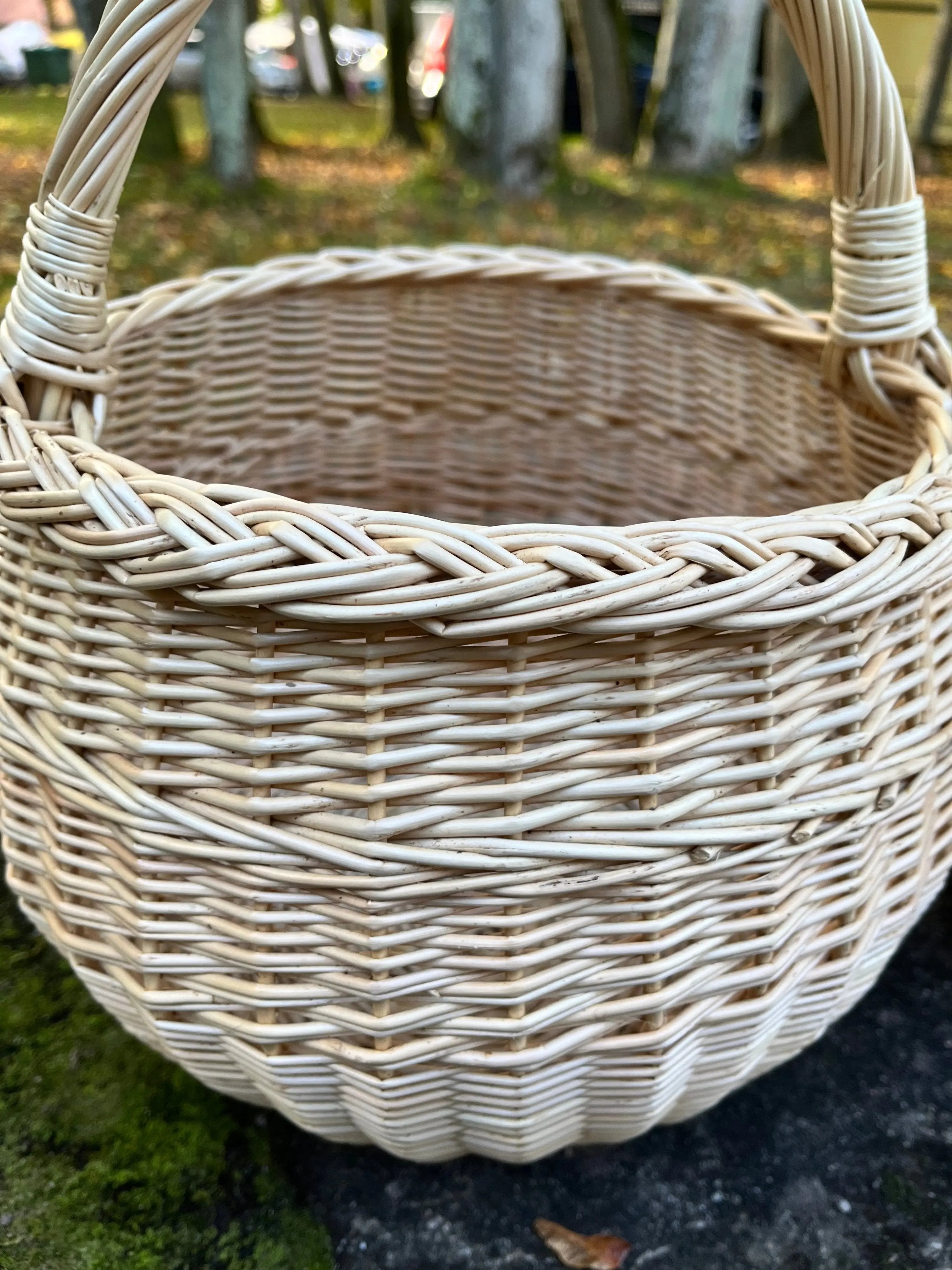 Artisan Wicker Basket – Handwoven Willow Rustic Storage Basket With Braided Handle - NaturelyWoven