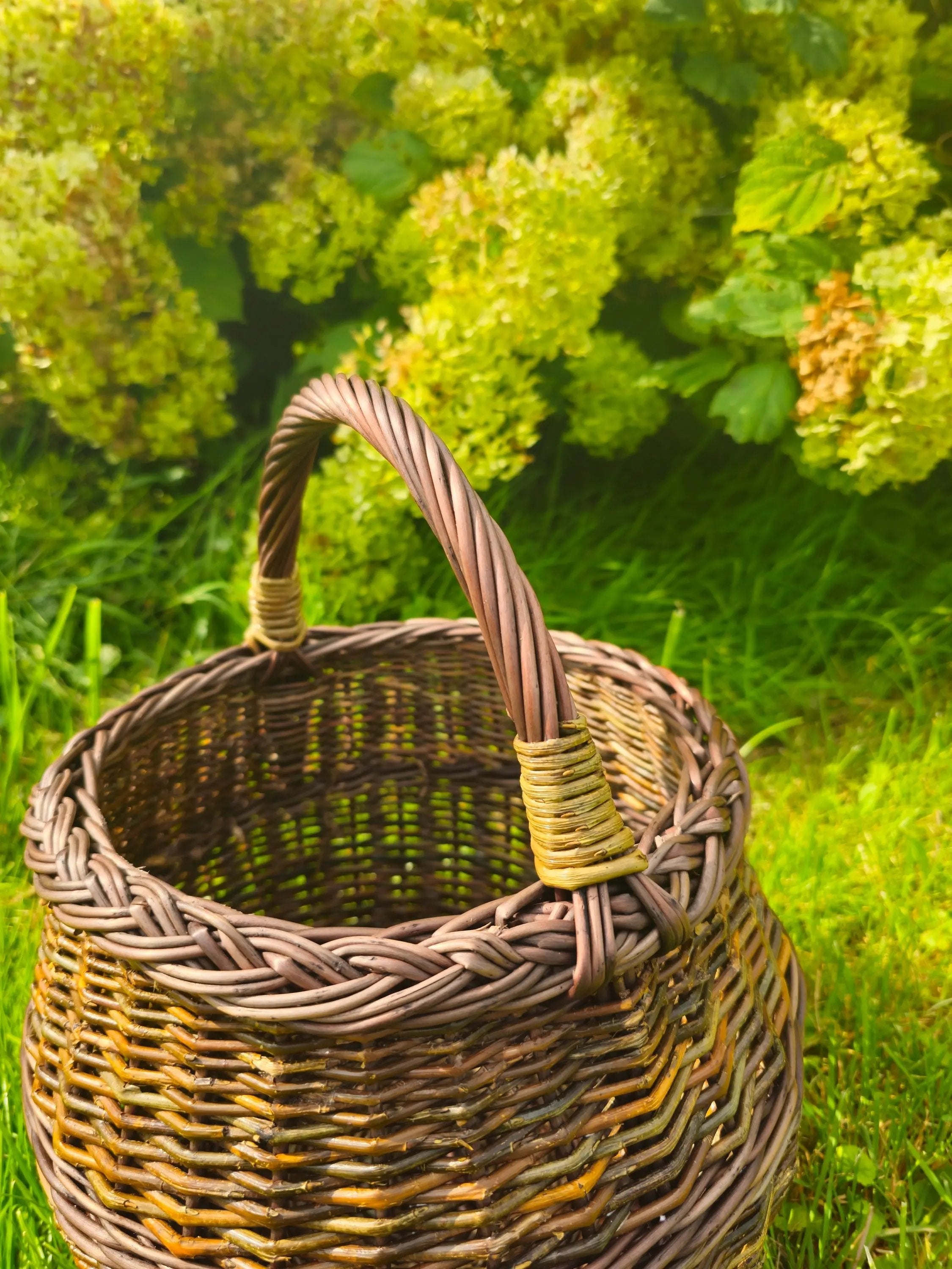 Artisan Wicker Basket – Handwoven Willow Rustic Storage Basket With Braided Handle - NaturelyWoven