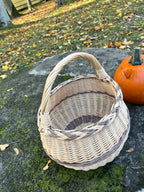 Artisan Wicker Basket – Handwoven Willow Rustic Storage Basket With Braided Handle - NaturelyWoven