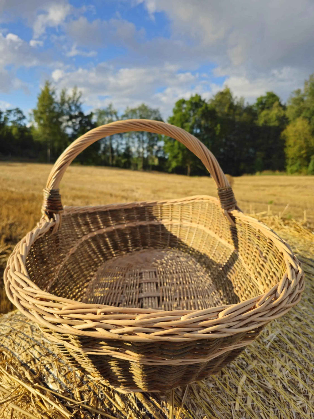 Ypač didelė malkų pintinė su aukšta rankena — vytelių pintinė, 6 nuotrauka