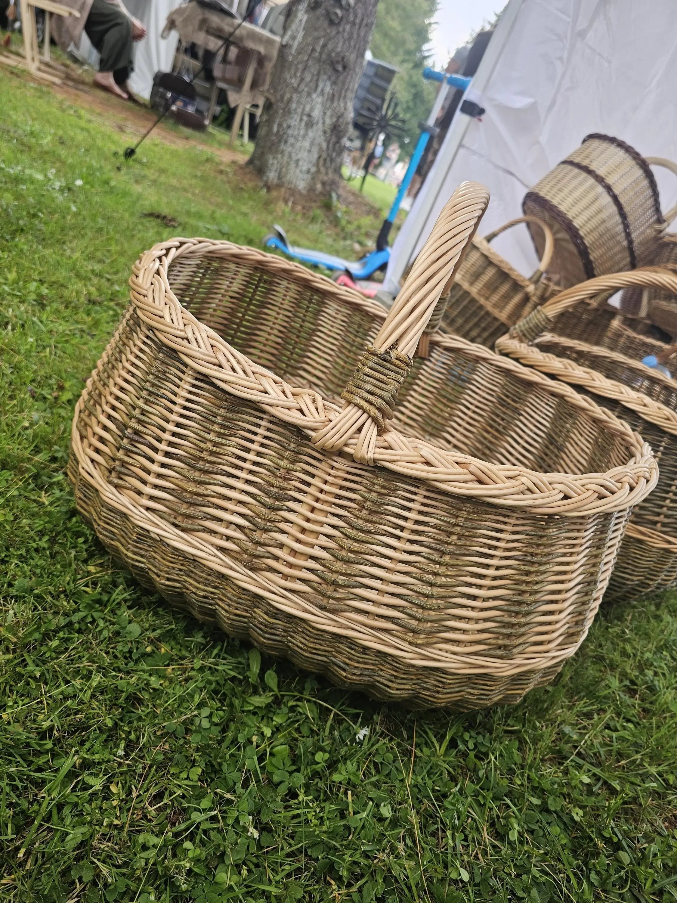 Extra Large Wicker Basket – Handwoven Oval Willow Storage Container - NaturelyWoven