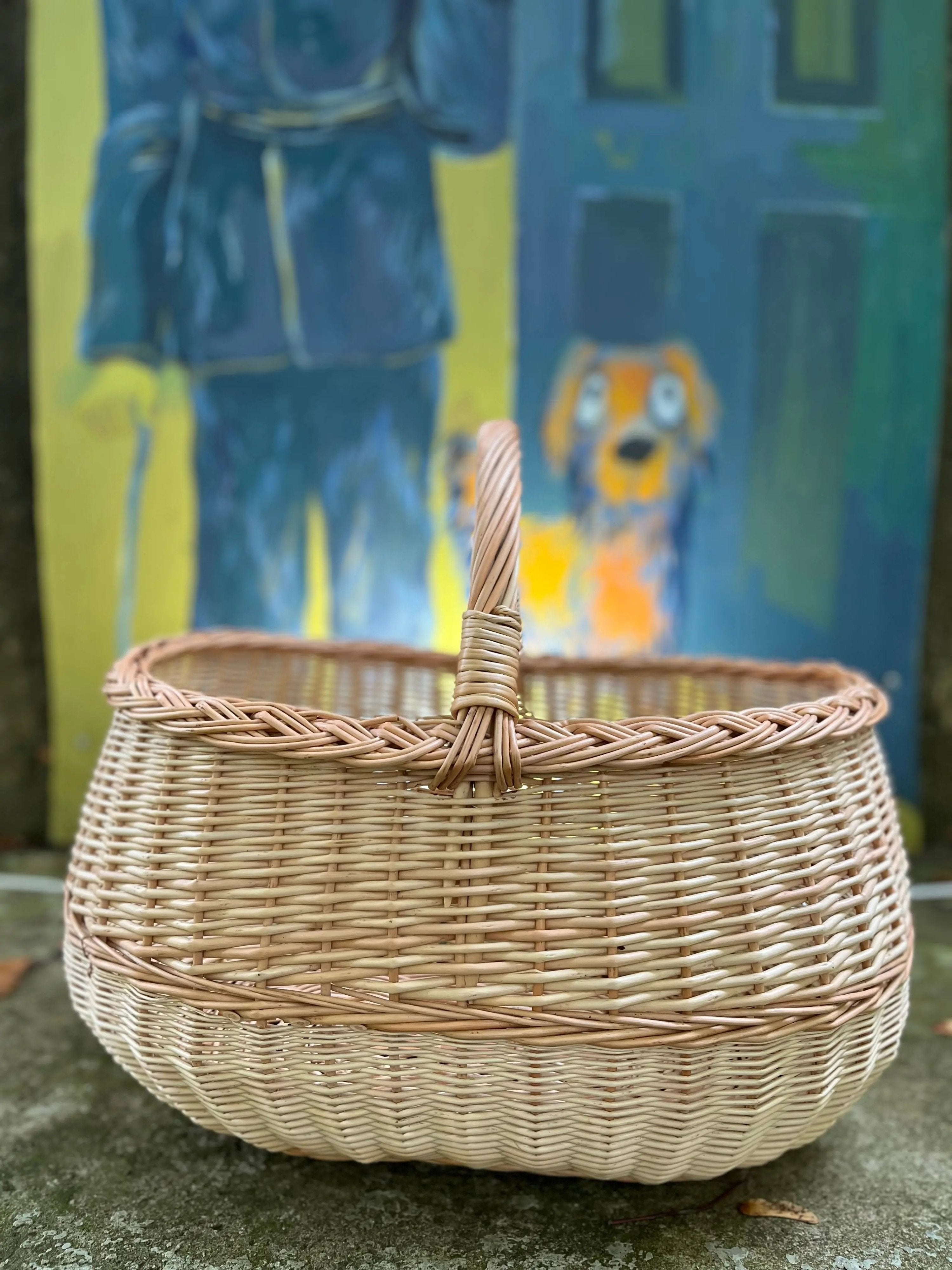 Extra Large Wicker Basket – Handwoven Oval Willow Storage Container - NaturelyWoven