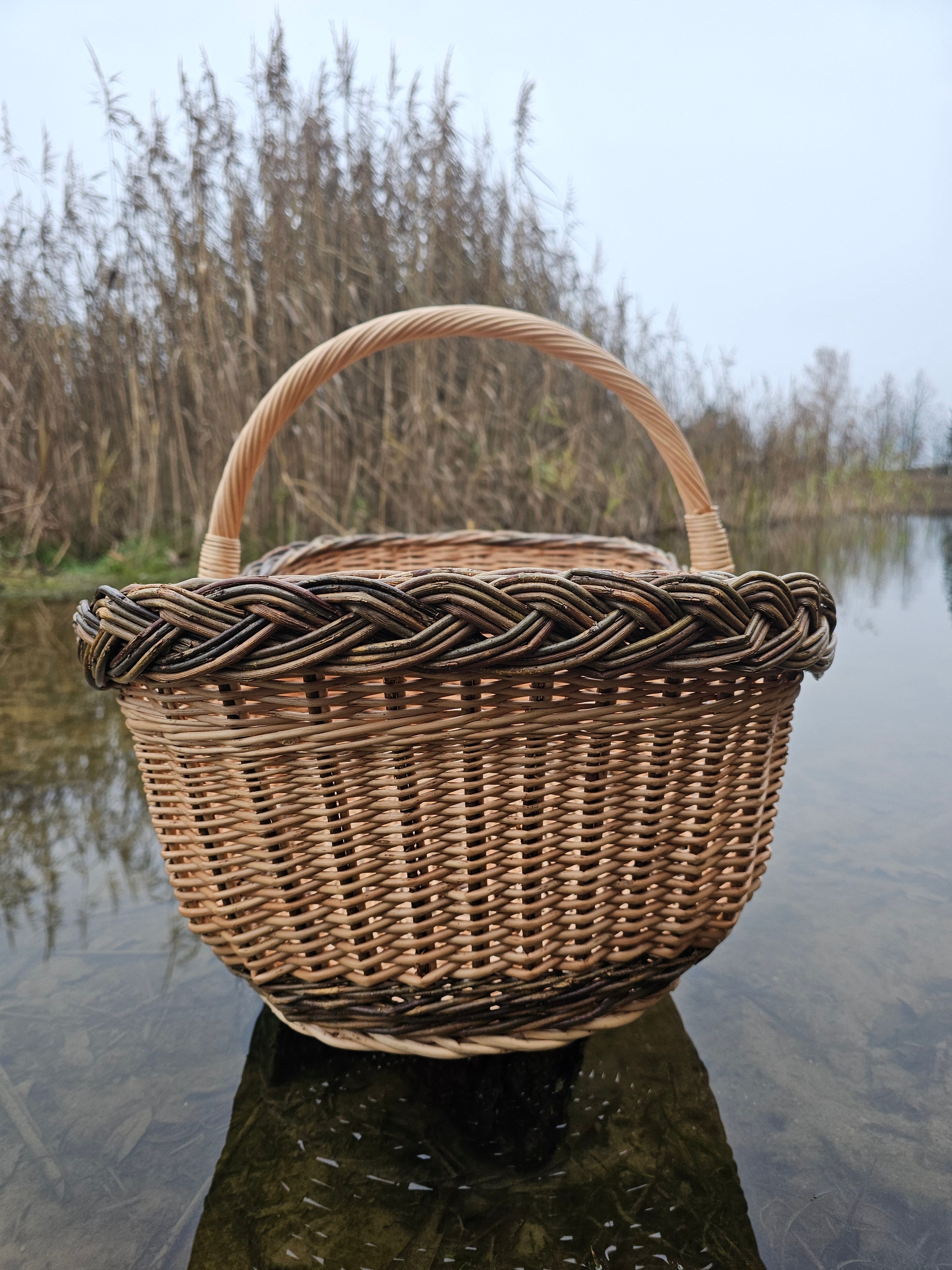 Extra Large Wicker Basket – Handwoven Willow Storage Basket with Handle - NaturelyWoven