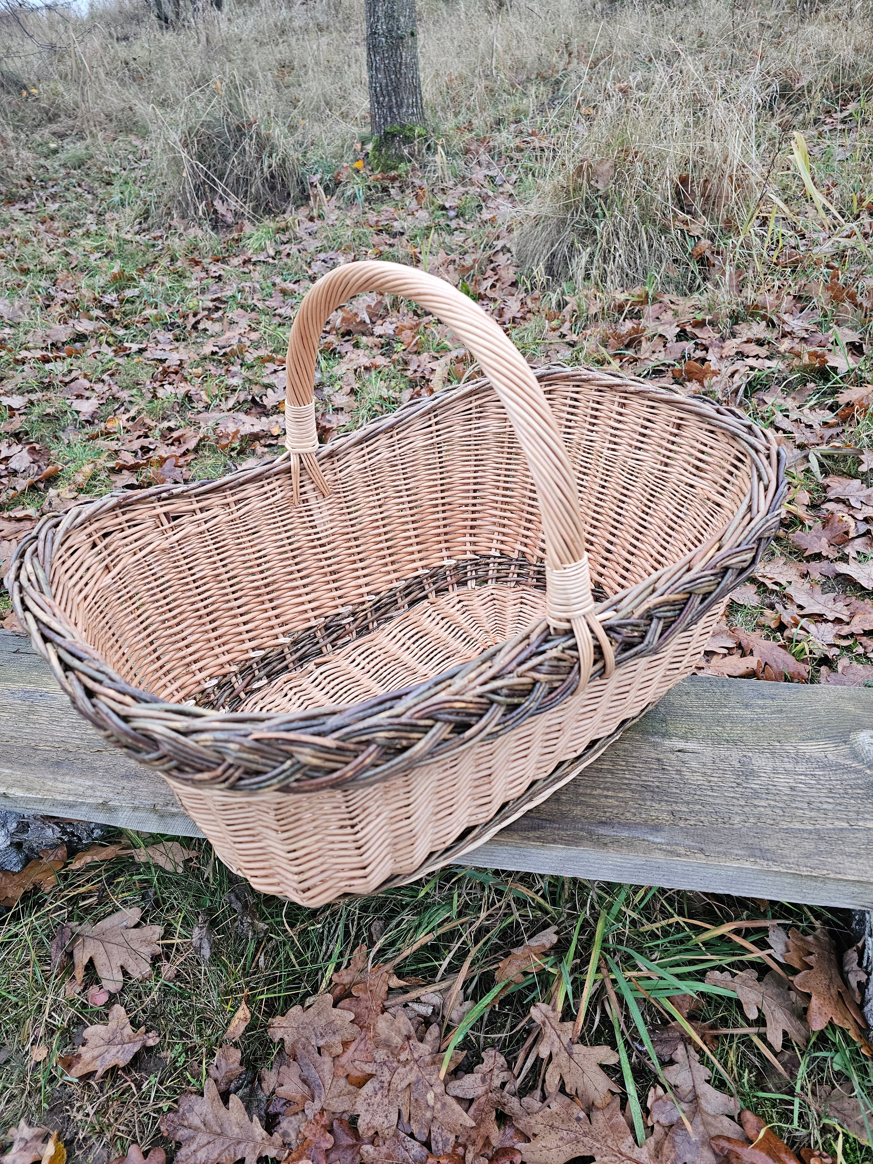 Extra Large Wicker Basket – Handwoven Willow Storage Basket with Handle - NaturelyWoven