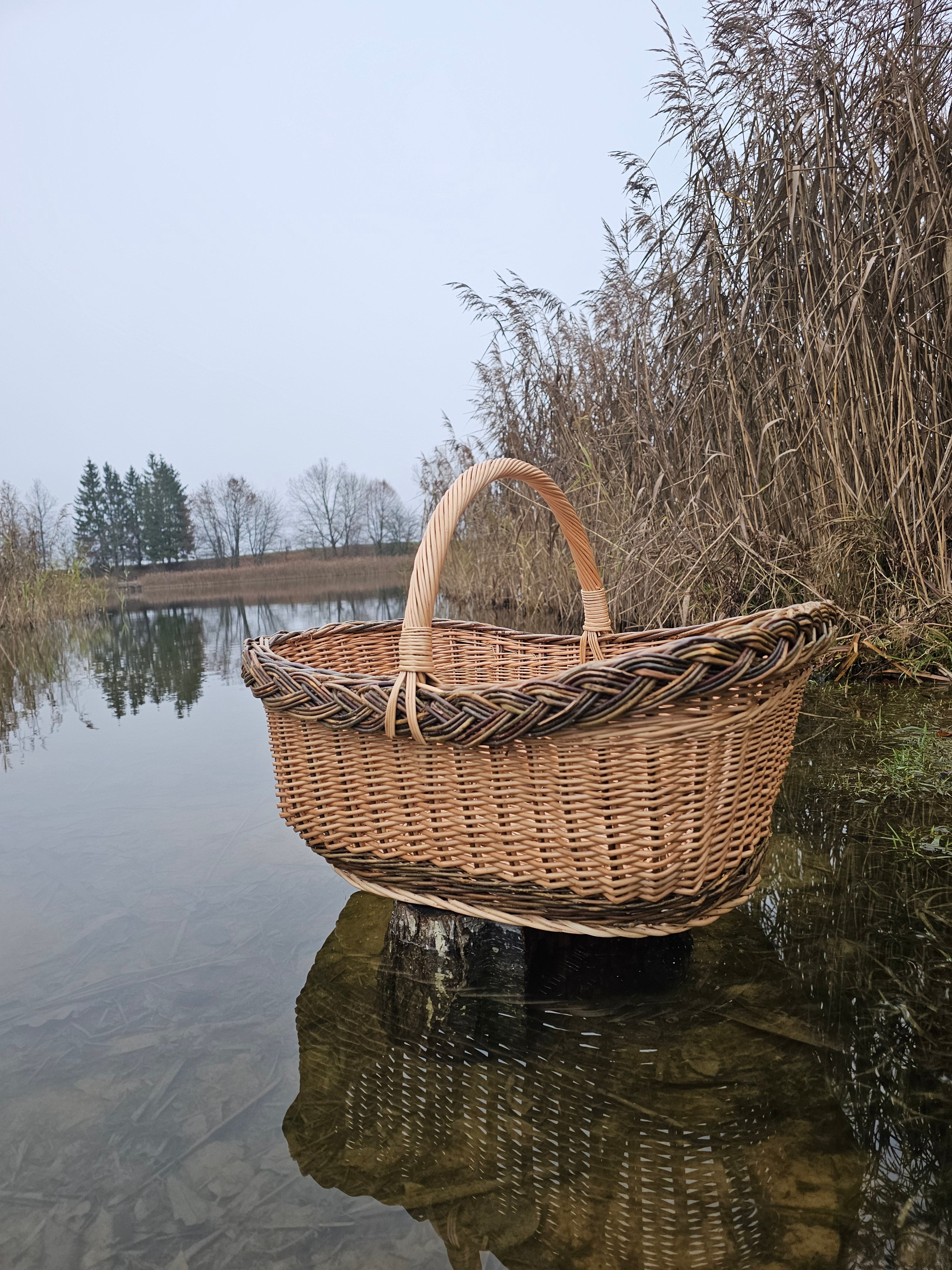 Extra Large Wicker Basket – Handwoven Willow Storage Basket with Handle - NaturelyWoven
