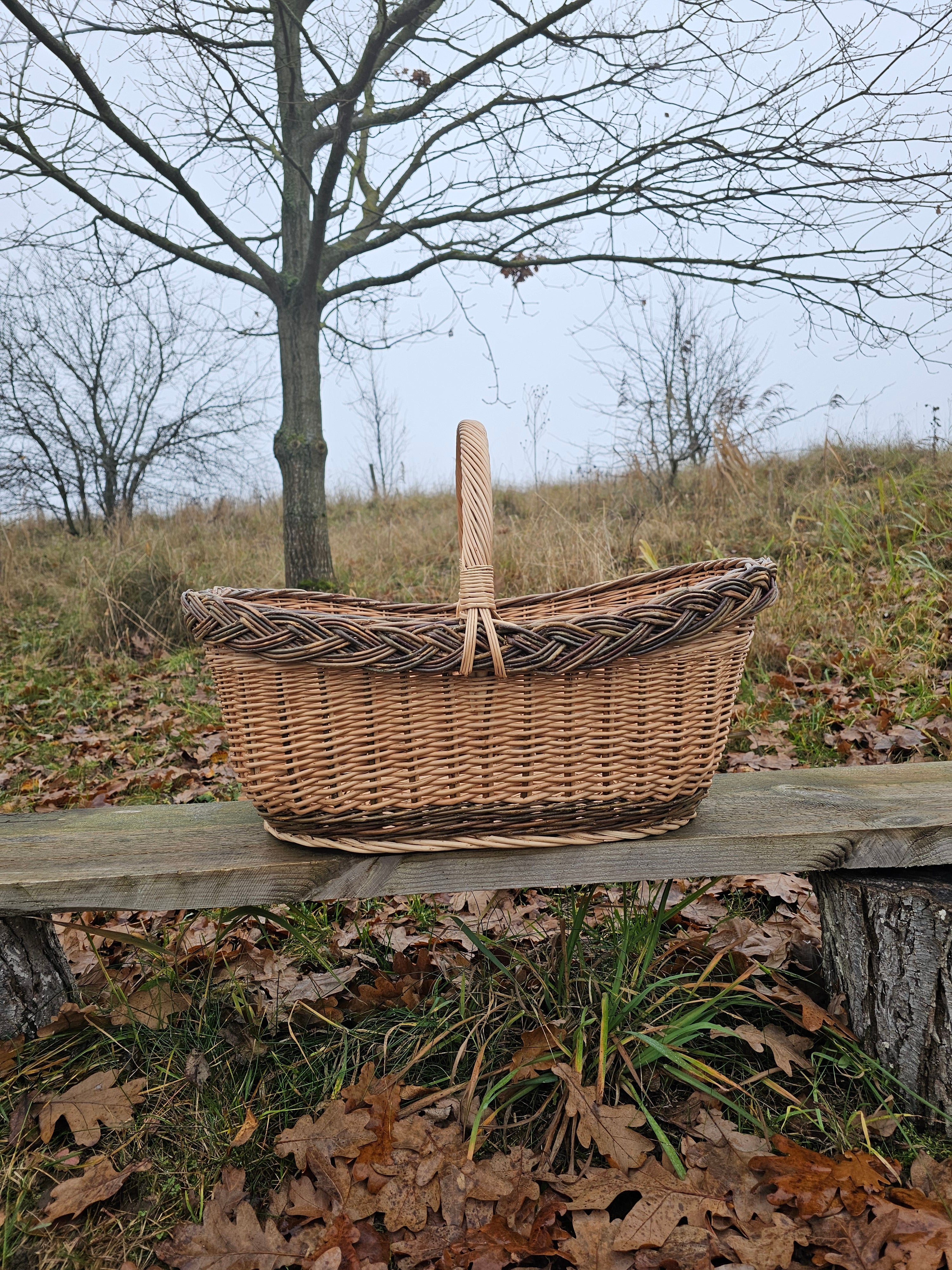 Extra Large Wicker Basket – Handwoven Willow Storage Basket with Handle - NaturelyWoven