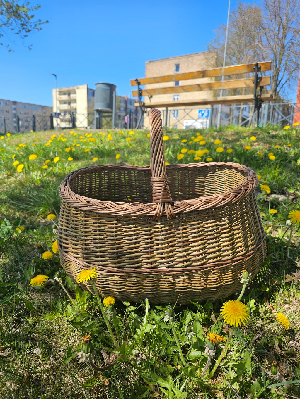 Ypač didelė sandėliavimo pintinė, Nežievinta / ruda — rankų darbo vytelių pintinė