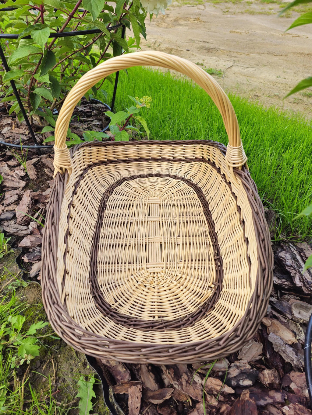 Extra - Large Willow Trug – Handwoven Two - Tone Rustic Harvest Basket - NaturelyWoven
