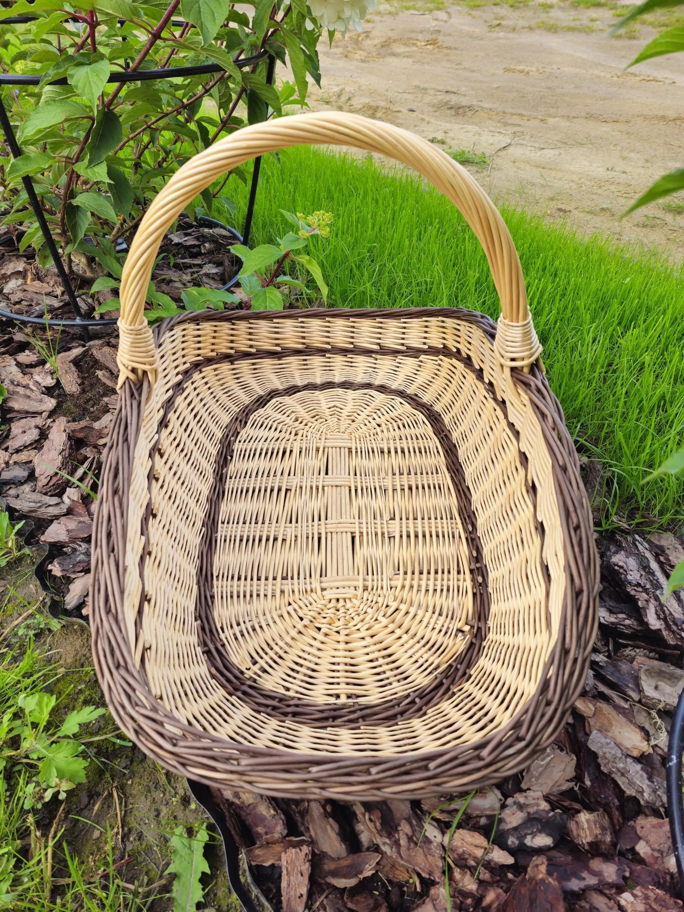 Extra - Large Willow Trug – Handwoven Two - Tone Rustic Harvest Basket - NaturelyWoven