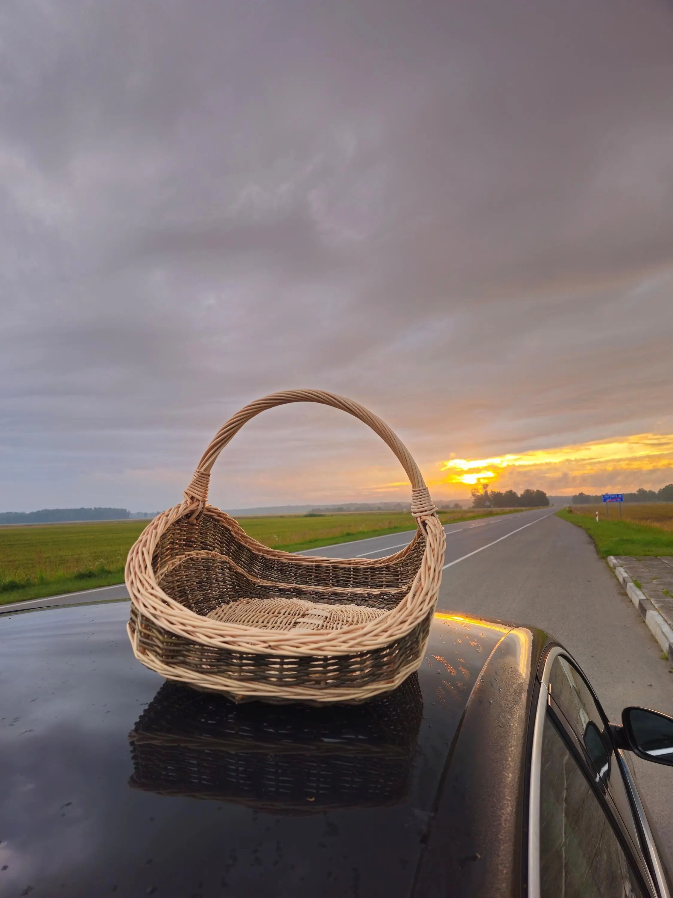 Extra - Large Willow Trug – Handwoven Two - Tone Rustic Harvest Basket - NaturelyWoven