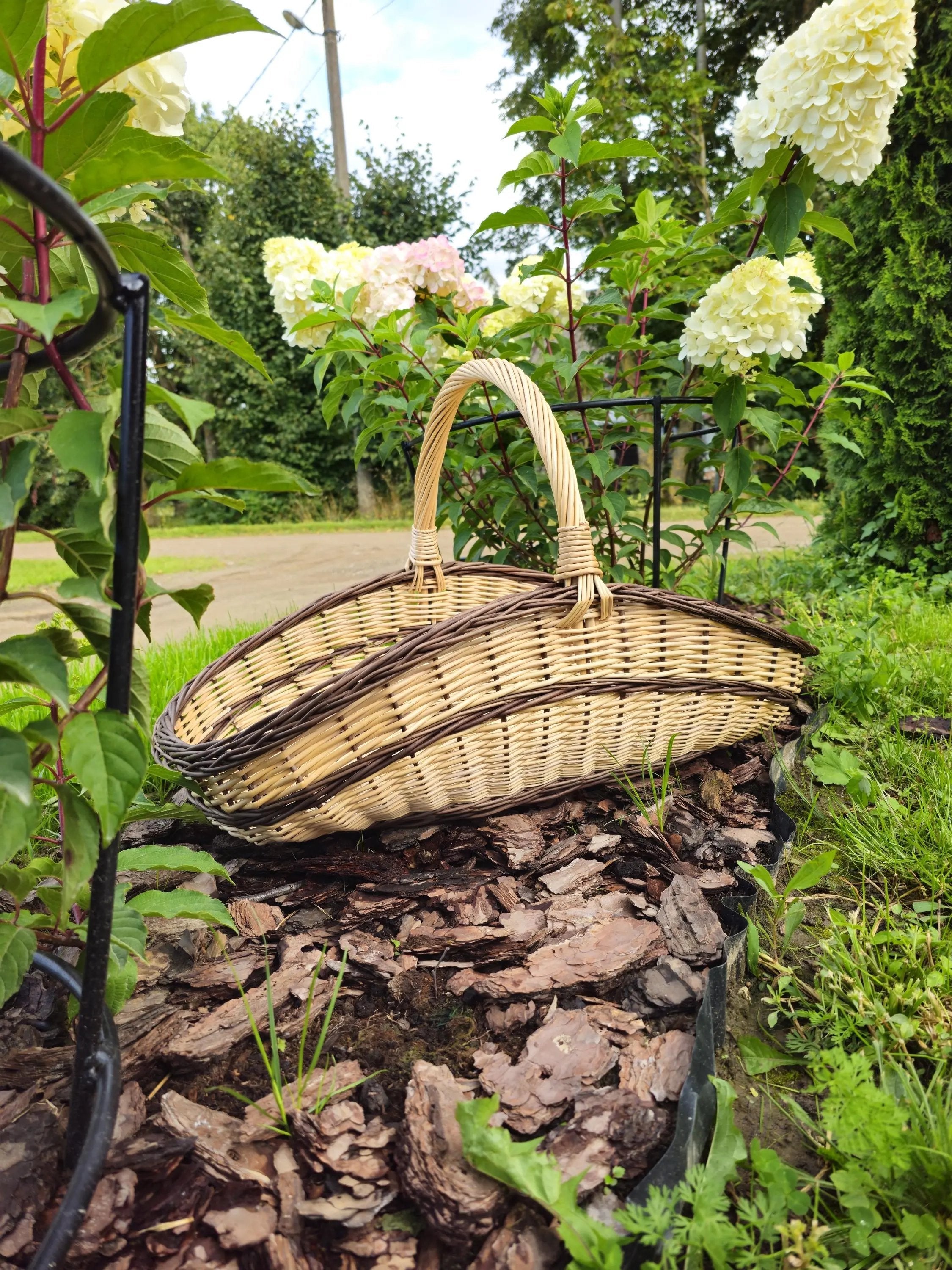 Extra - Large Willow Trug – Handwoven Two - Tone Rustic Harvest Basket - NaturelyWoven