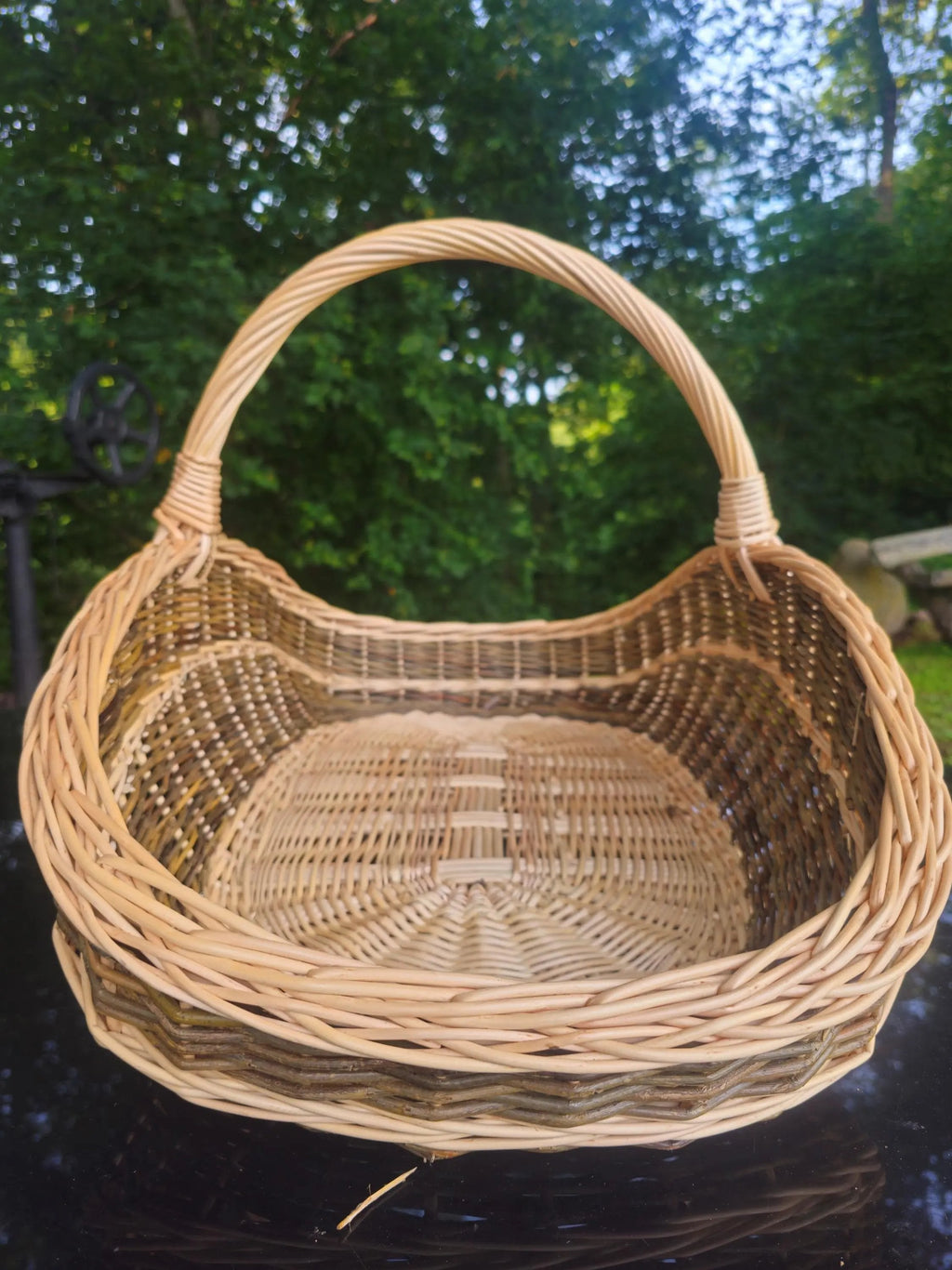 Extra - Large Willow Trug – Handwoven Two - Tone Rustic Harvest Basket - NaturelyWoven