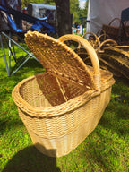 Handmade Picnic Basket – Large Wicker Double Lid Foraging & Herb Gathering - NaturelyWoven