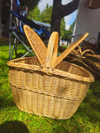 Handmade Picnic Basket – Large Wicker Double Lid Foraging & Herb Gathering - NaturelyWoven