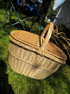 Handmade Picnic Basket – Large Wicker Double Lid Foraging & Herb Gathering - NaturelyWoven