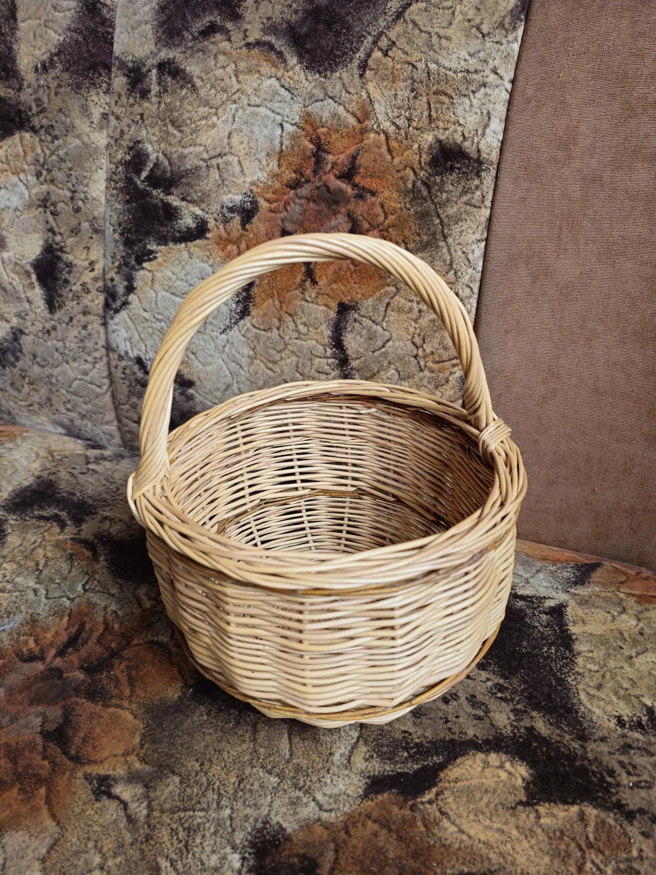 Handmade Wicker Basket - Natural Willow Basket with Handle for Foraging & Storage - NaturelyWoven