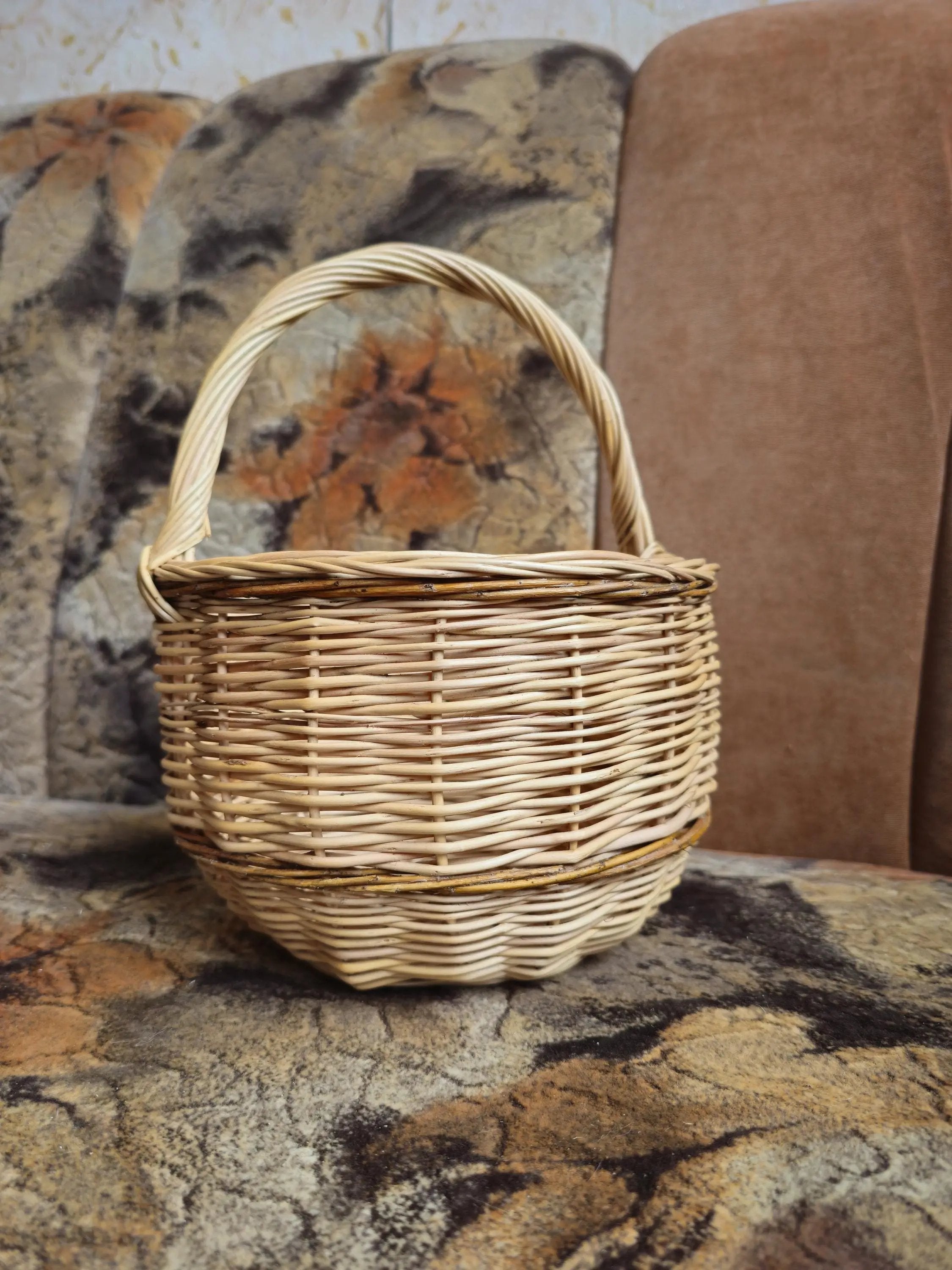 Handmade Wicker Basket - Natural Willow Basket with Handle for Foraging & Storage - NaturelyWoven