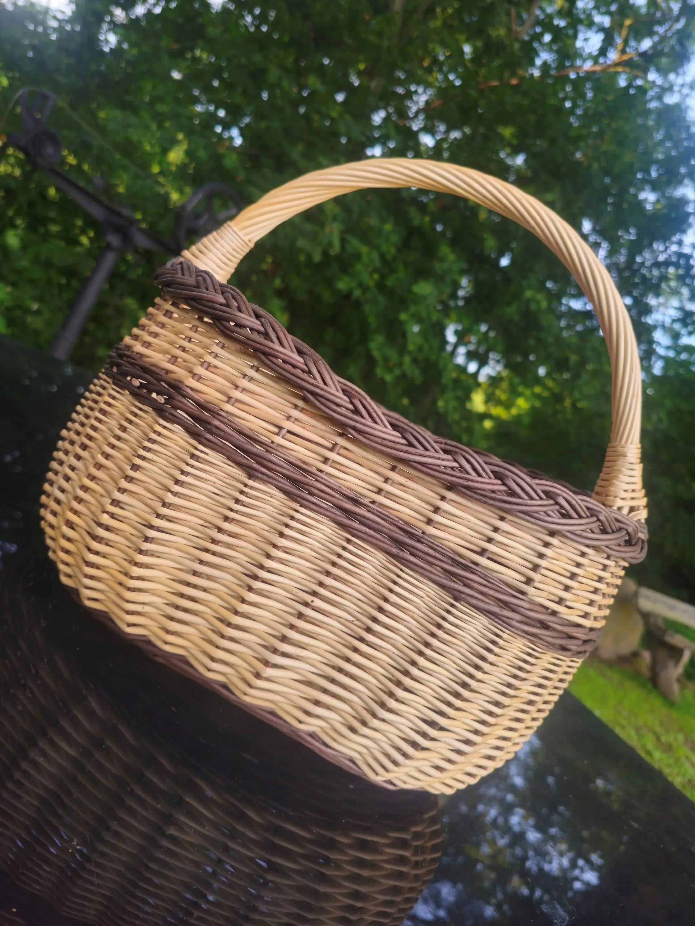 Rustic Natural Willow Foraging Basket - Handmade Wicker - NaturelyWoven