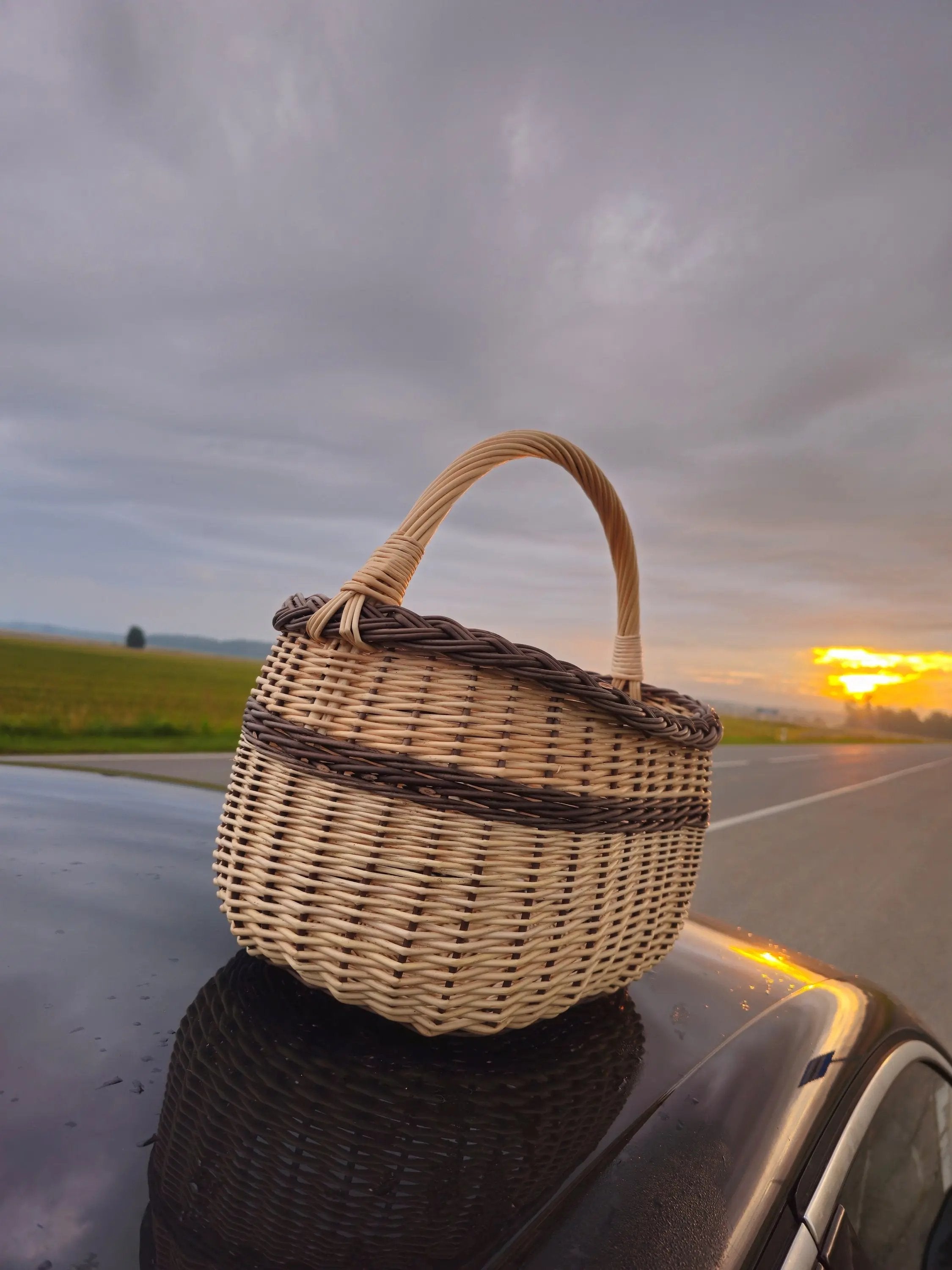Rustic Natural Willow Foraging Basket - Handmade Wicker - NaturelyWoven