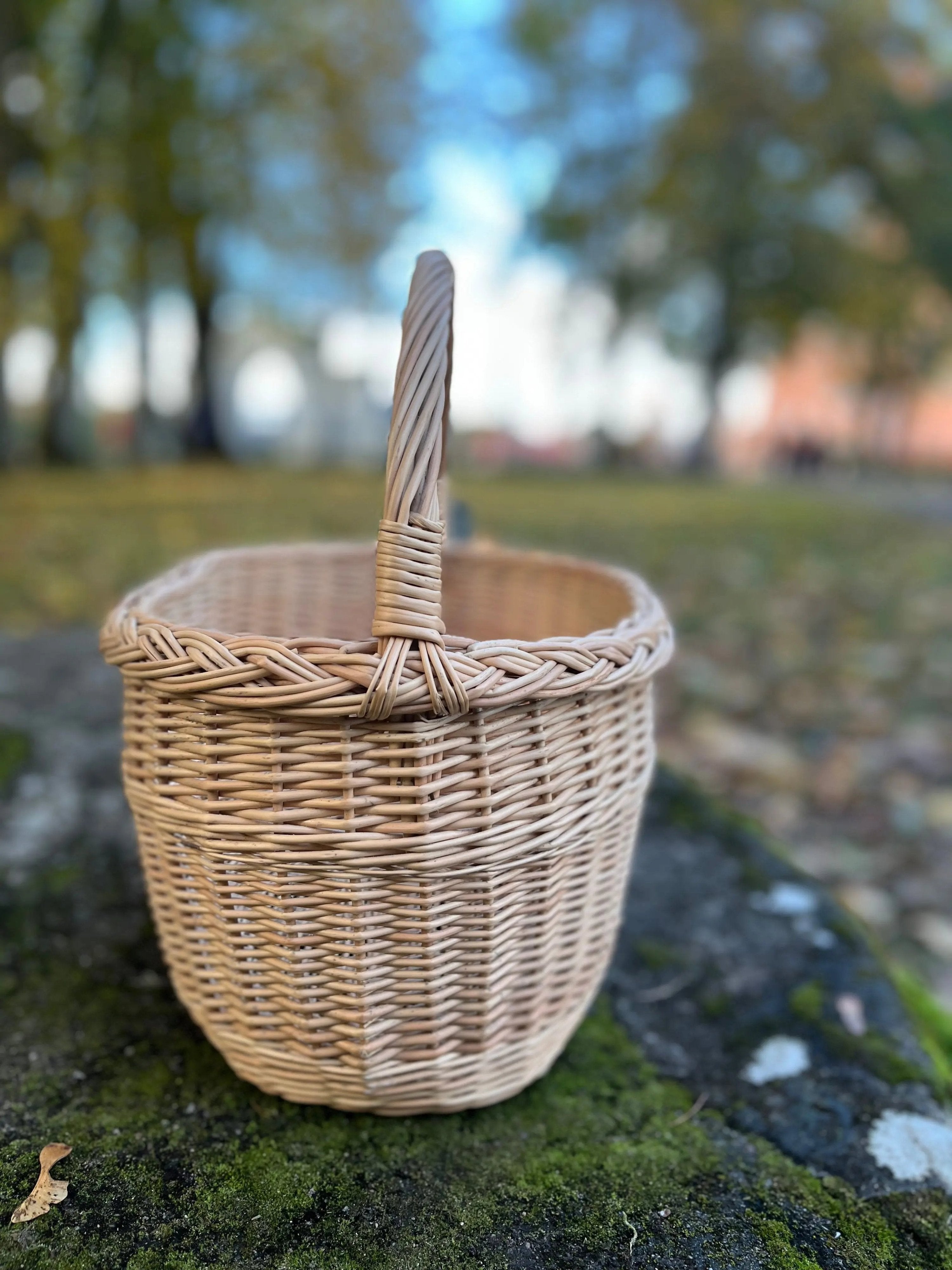 Handmade Wicker Basket - Rustic Oval Willow Basket for Picnic & Storage - NaturelyWoven