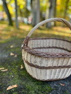 Handmade Wicker Basket - Rustic Oval Willow Basket for Picnic & Storage - NaturelyWoven