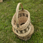 Handmade Wicker Basket - Tall Rustic Storage Basket With Handle - NaturelyWoven