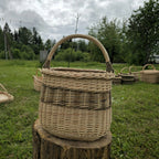 Handmade Wicker Basket - Tall Rustic Storage Basket With Handle - NaturelyWoven
