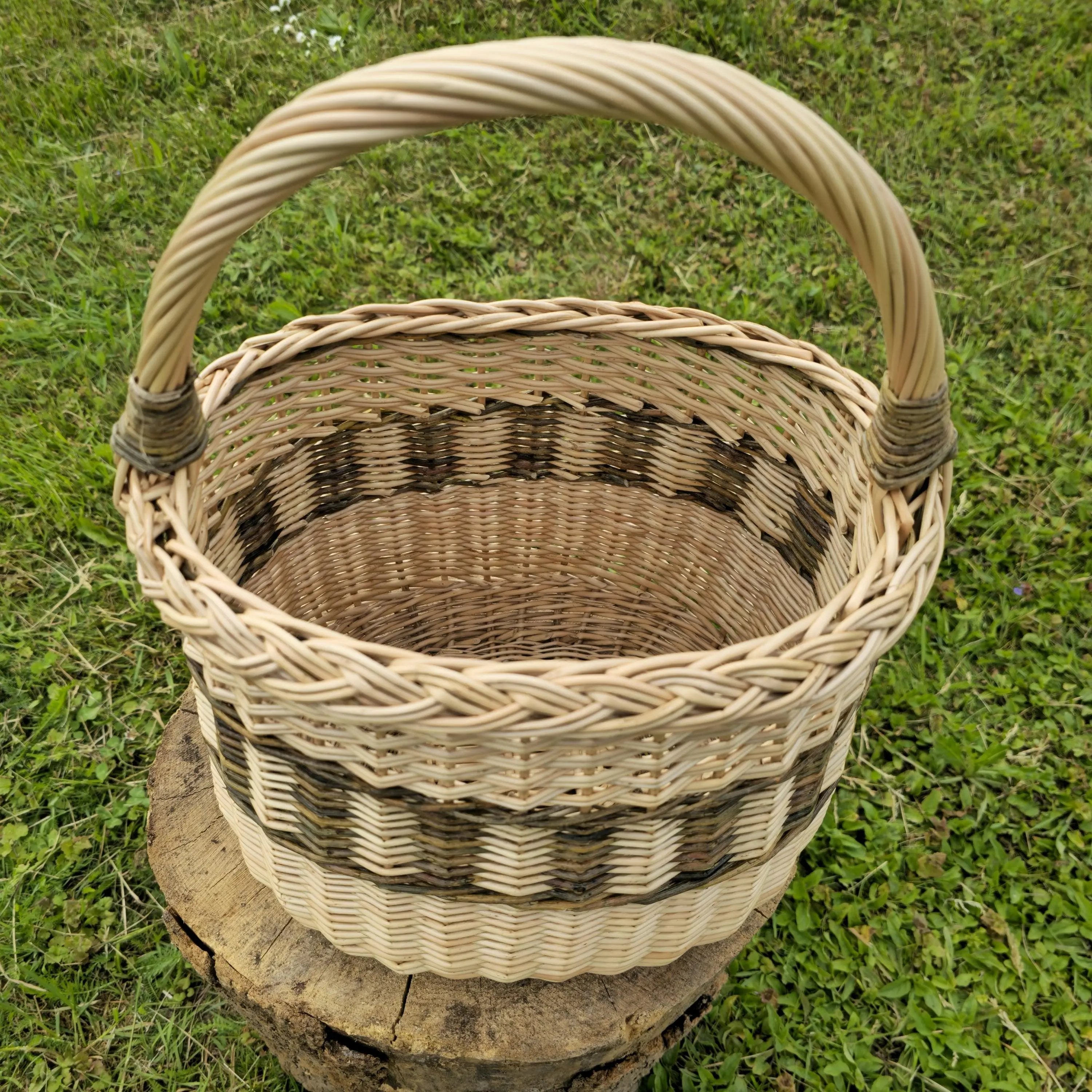 Handmade Wicker Basket - Tall Rustic Storage Basket With Handle - NaturelyWoven