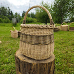 Handmade Wicker Basket - Tall Rustic Storage Basket With Handle - NaturelyWoven
