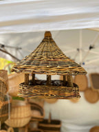 Handmade Wicker Bird Feeder – Rustic Willow Garden Feeder with Roof - NaturelyWoven