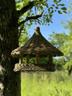 Handmade Wicker Bird Feeder – Rustic Willow Garden Feeder with Roof - NaturelyWoven