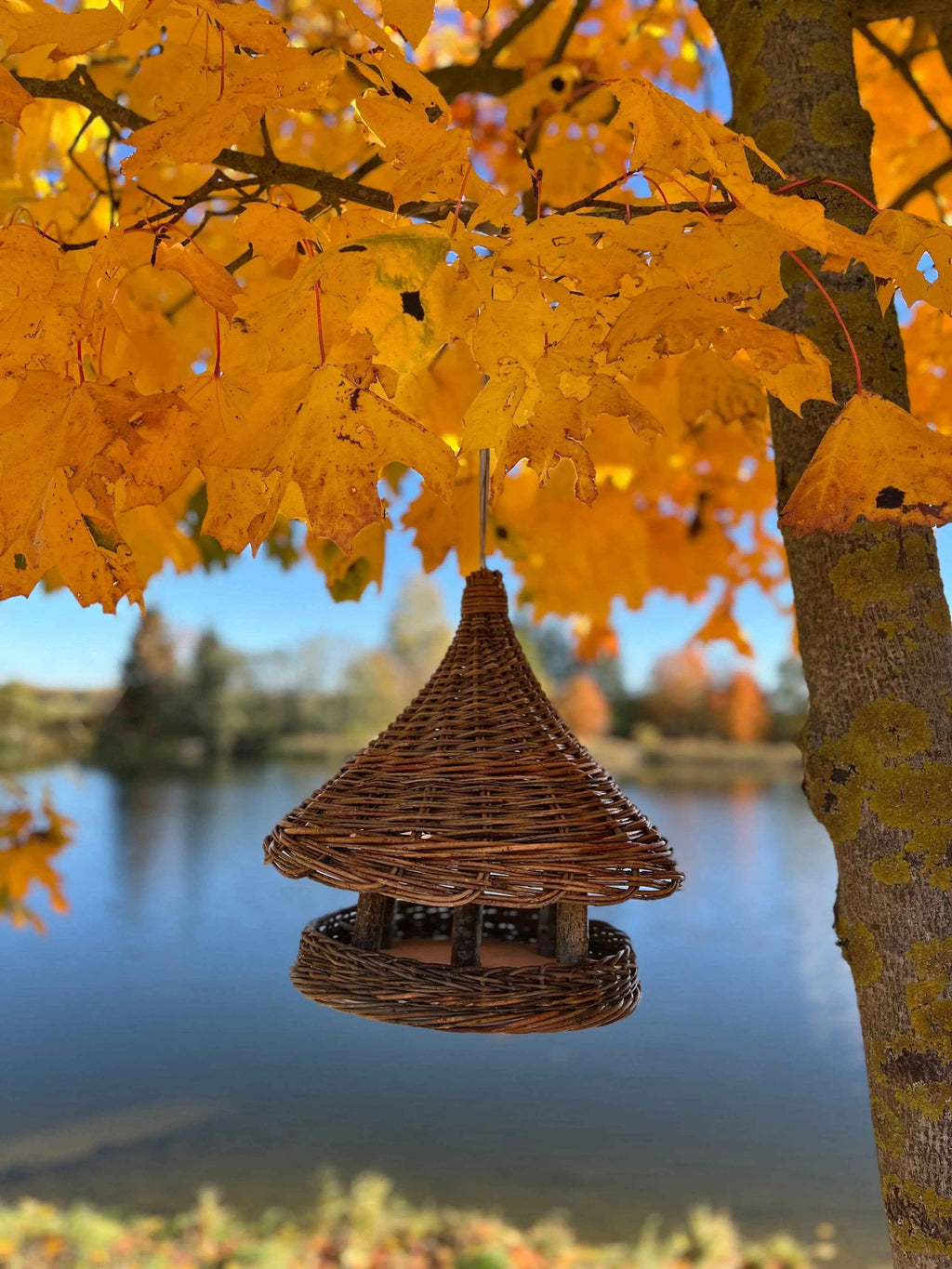 Wicker bird feeder 016b - NaturelyWoven wicker - handmade