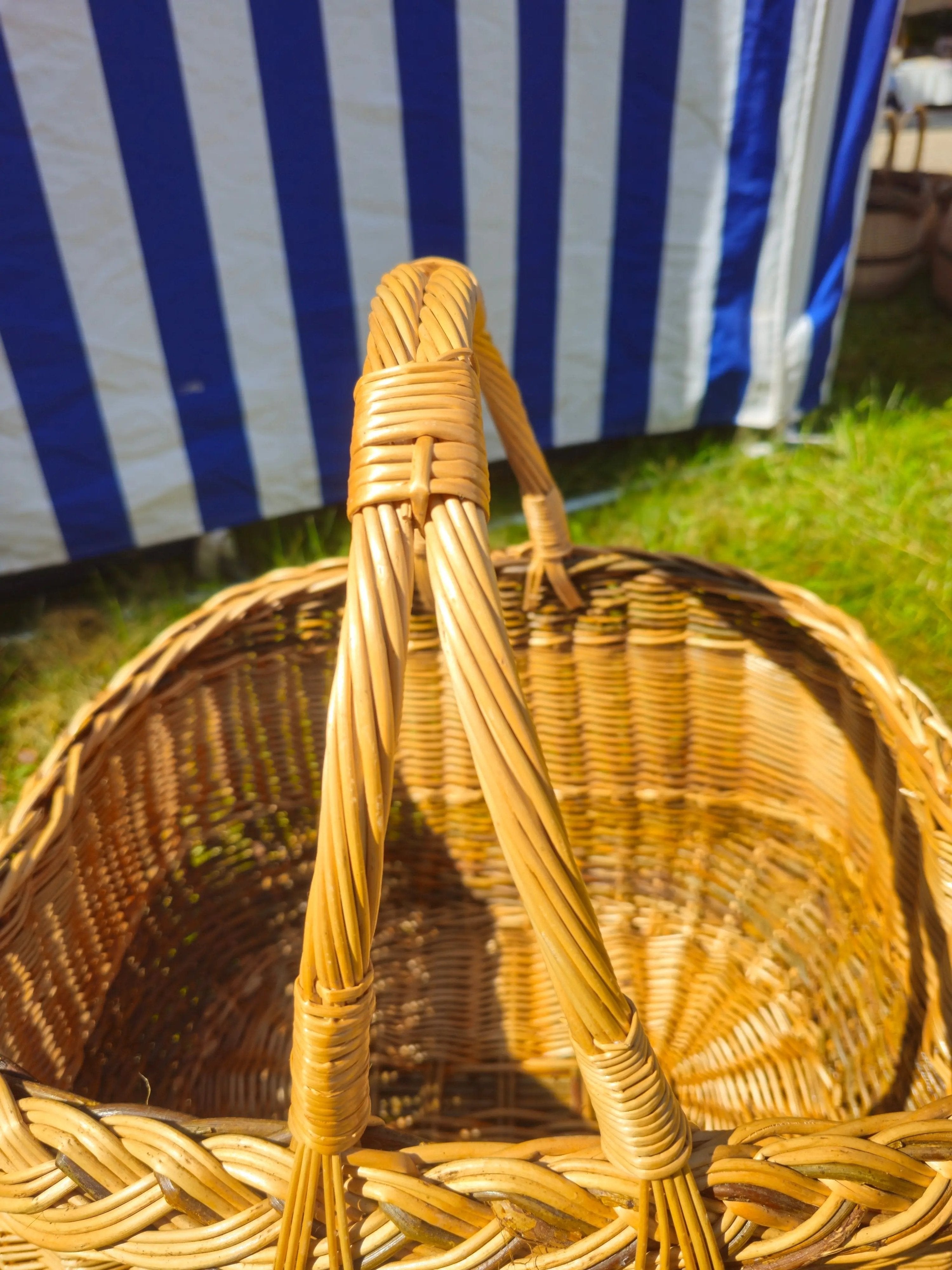 Handmade Wicker Picnic Basket – Rustic Foraging Basket with Handles - NaturelyWoven